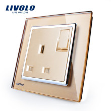 Livolo Manufacturer 1 Gang 1Way Push Button Wall Switch With 13A Socket VL-W2Z1UK1-13